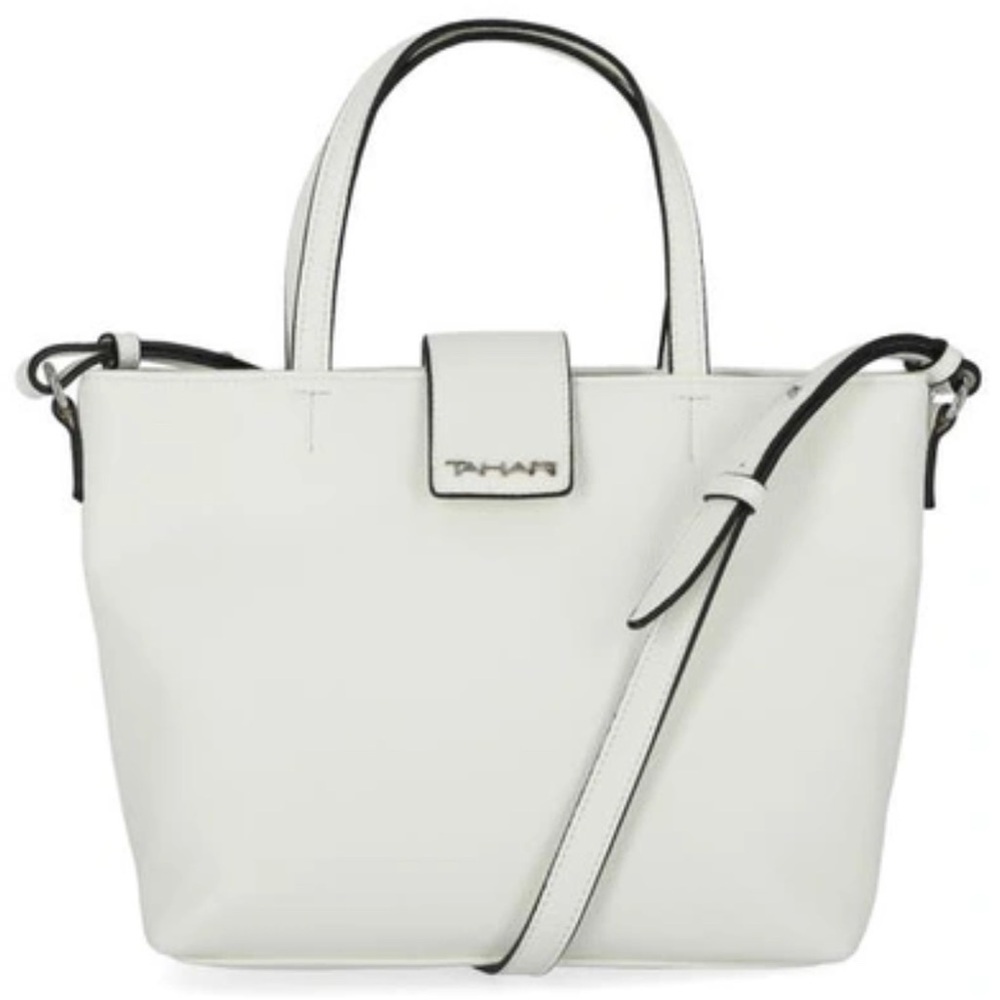 TAHARI “MARLOWE” TOTE BAG FAUX LEATHER, PEARL WHITE - Picture 16 of 16